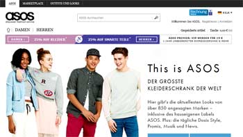 Webseite von Asos