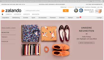 Webseite von Zalando